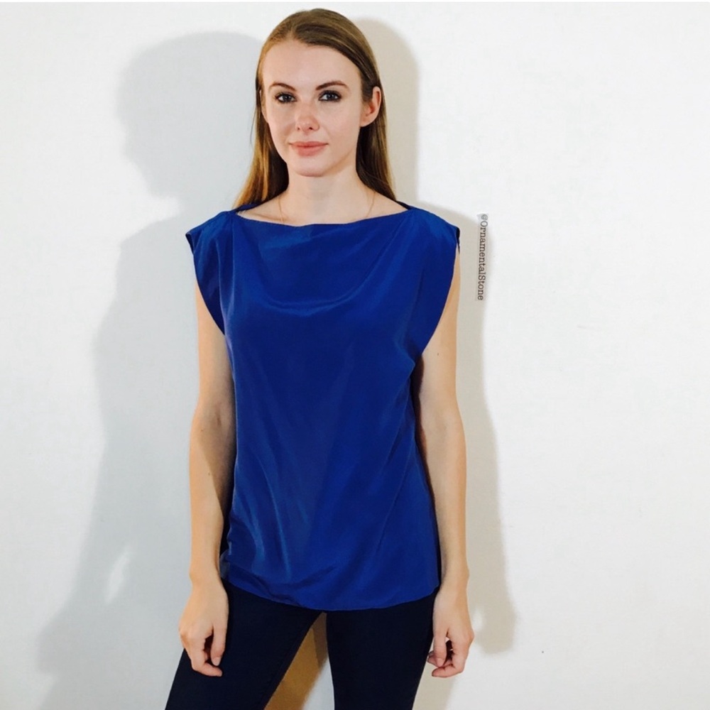 ALL SAINTS Ira Bright Blue Silk Blouse